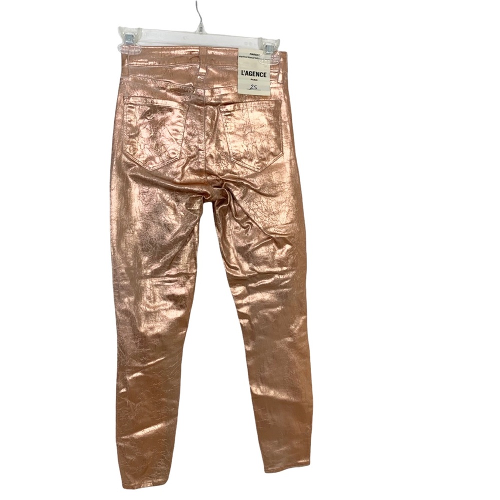L'AGENCE Jeans Margot High Rise Skinny Gold Foil Skinny Pants 25 NWT - Picture 6 of 11